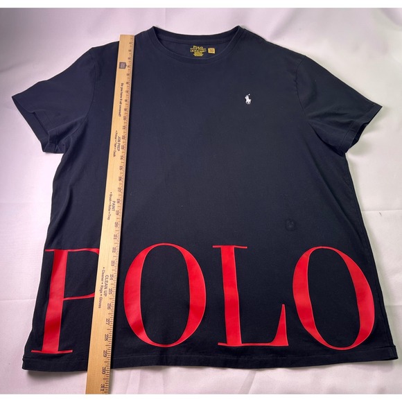Polo Ralph Lauren Shirt XL Black Red Graphic Tee Big Logo Classic Fit Casual - Picture 8 of 9